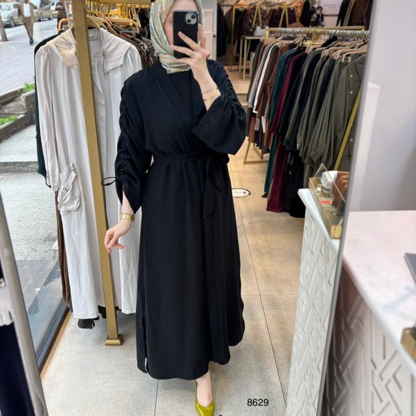 8629 Belden Bağlamalı Elbise - Görsel 19