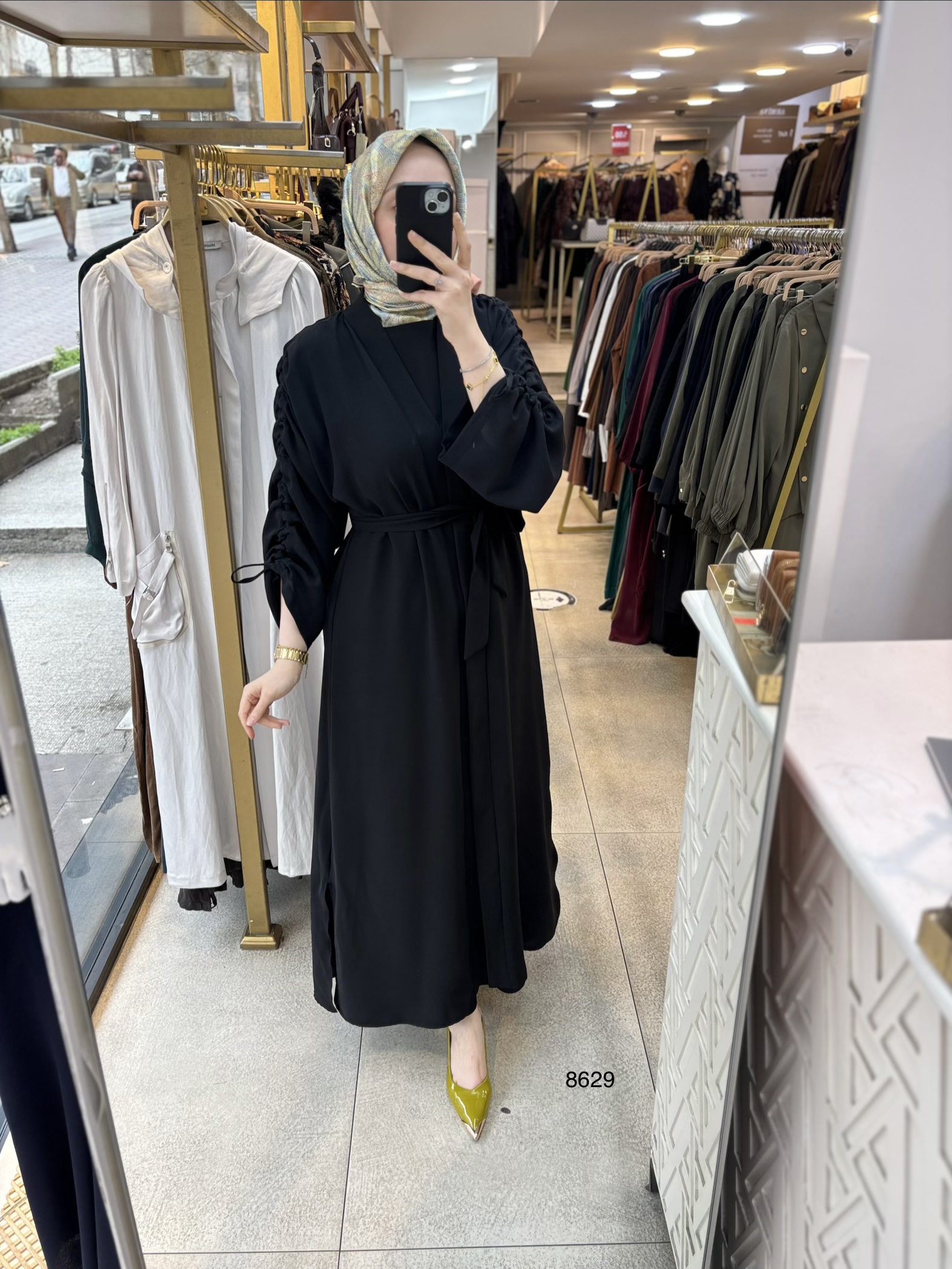 8629 Belden Bağlamalı Elbise - Görsel 19