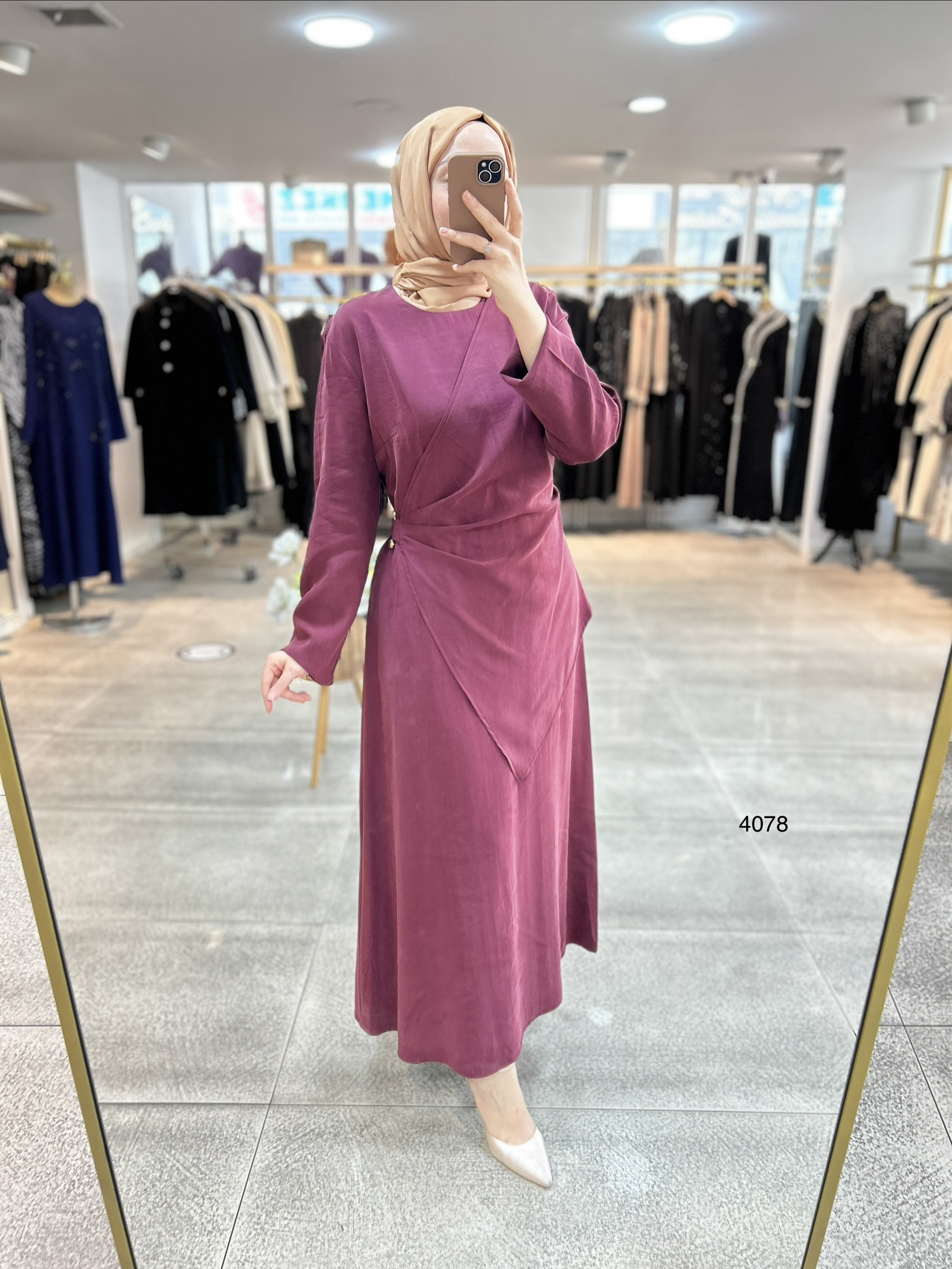 4078 Asimetrik Kesim Detaylı Elbise - Görsel 4