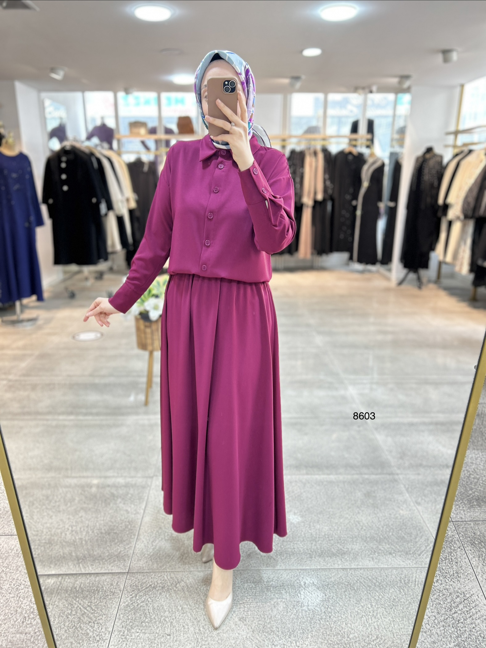 8603 Düğme Detaylı Etekli Takım - Görsel 2