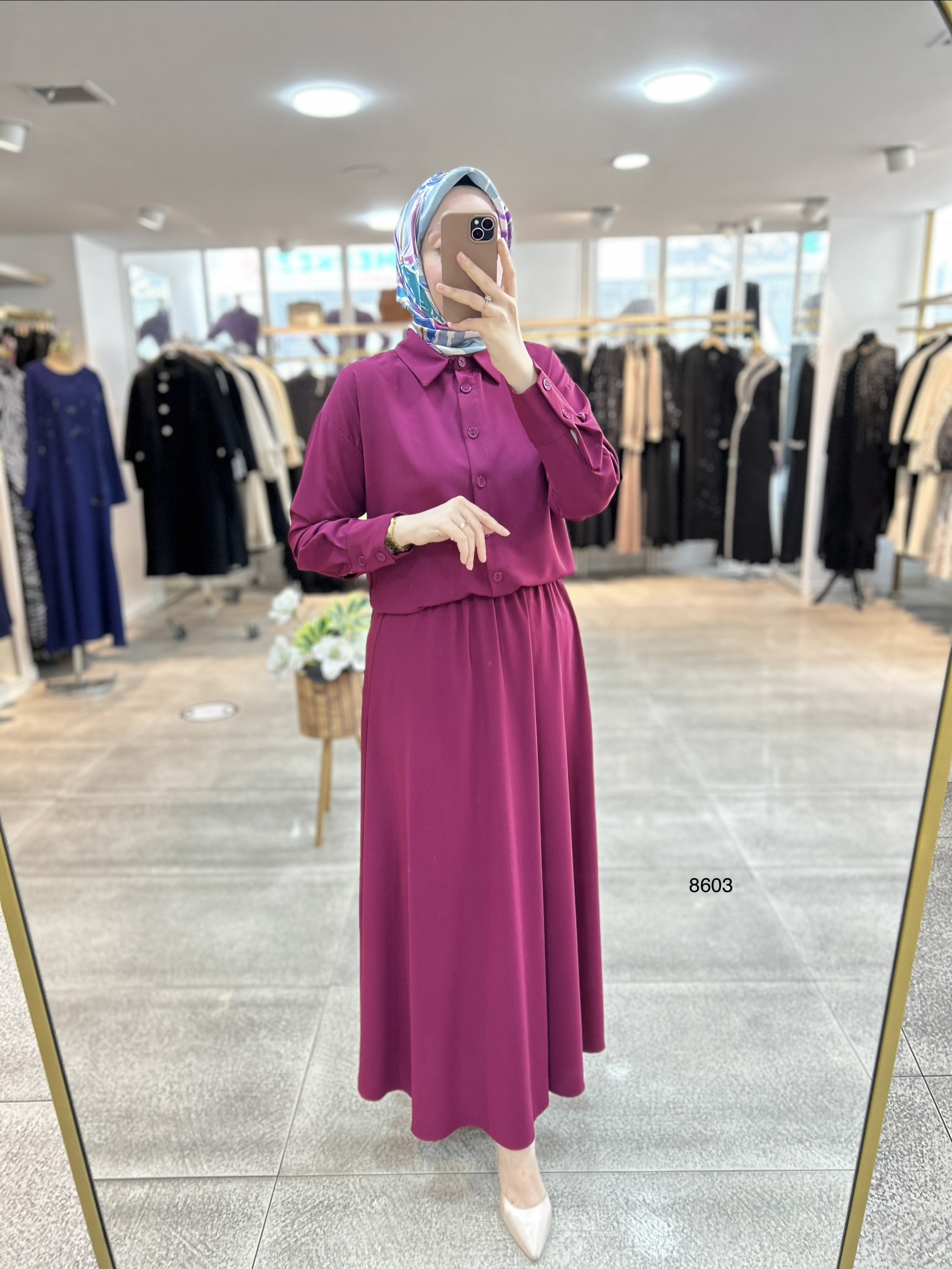 8603 Düğme Detaylı Etekli Takım - Görsel 5