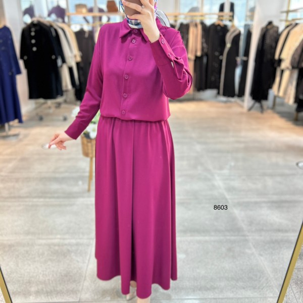 8603 Düğme Detaylı Etekli Takım - Görsel 7