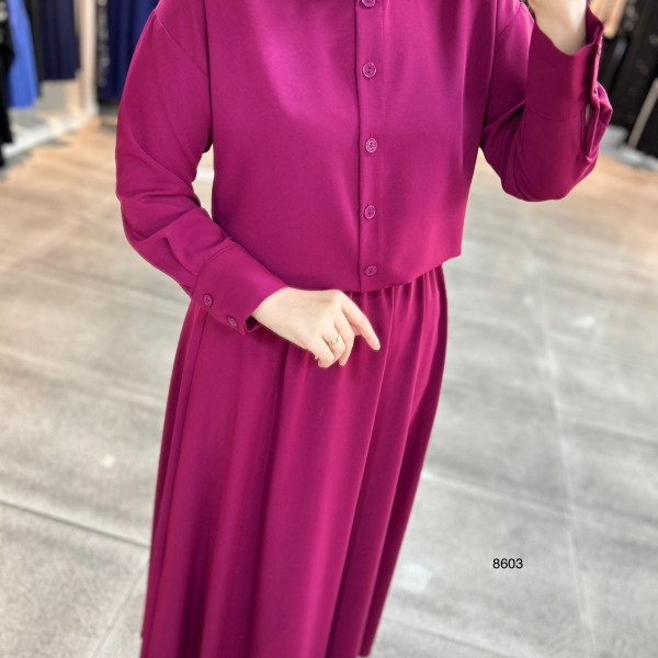 8603 Düğme Detaylı Etekli Takım - Görsel 6