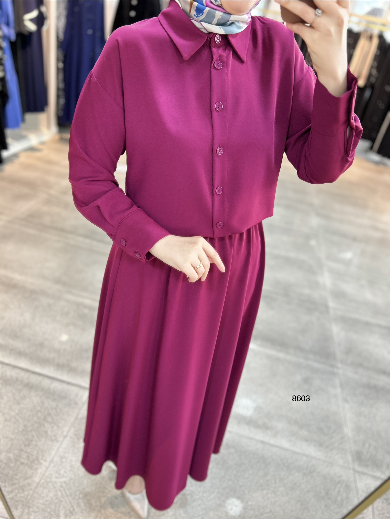 8603 Düğme Detaylı Etekli Takım - Görsel 6