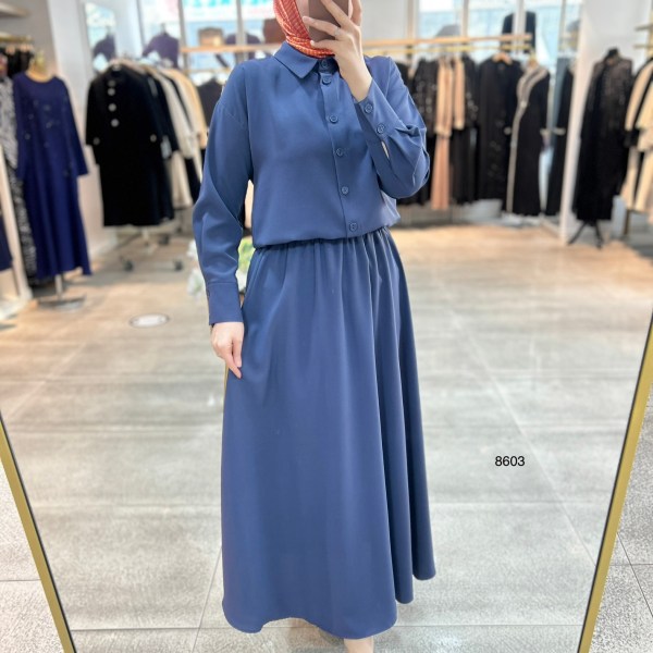 8603 Düğme Detaylı Etekli Takım - Görsel 12