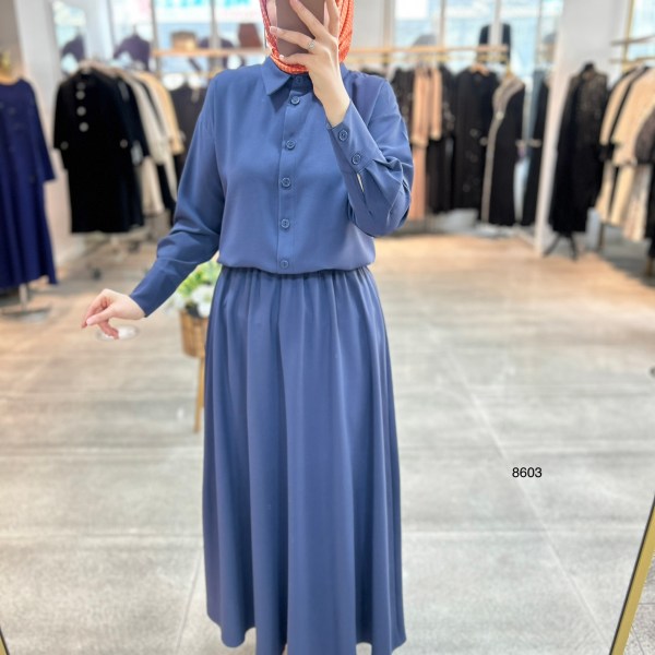 8603 Düğme Detaylı Etekli Takım - Görsel 13