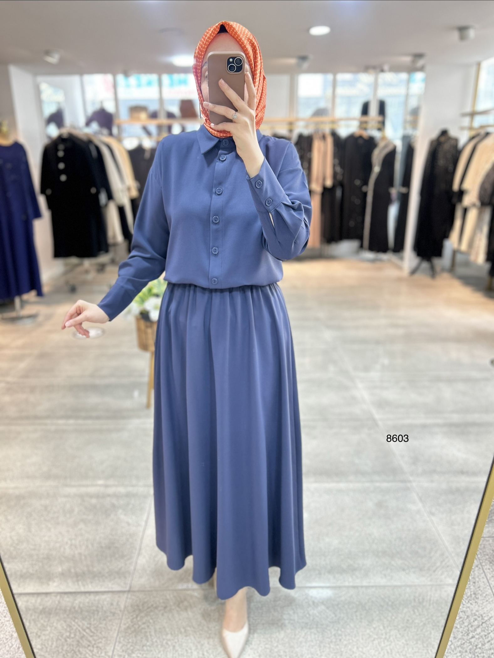 8603 Düğme Detaylı Etekli Takım - Görsel 13