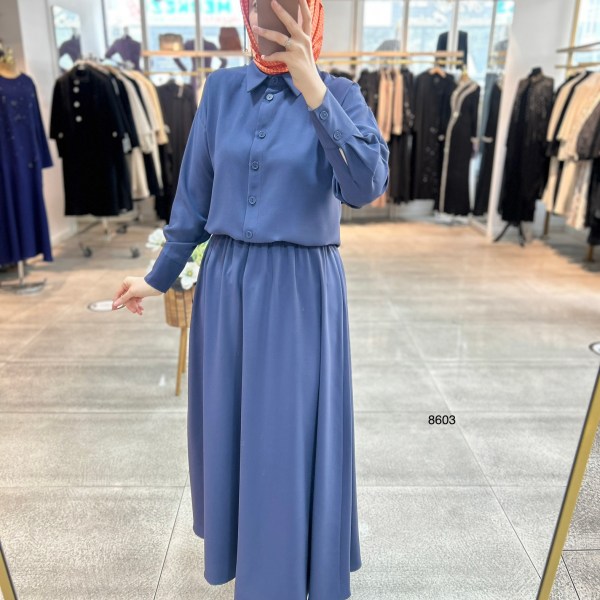 8603 Düğme Detaylı Etekli Takım - Görsel 15