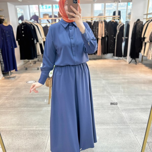 8603 Düğme Detaylı Etekli Takım - Görsel 14