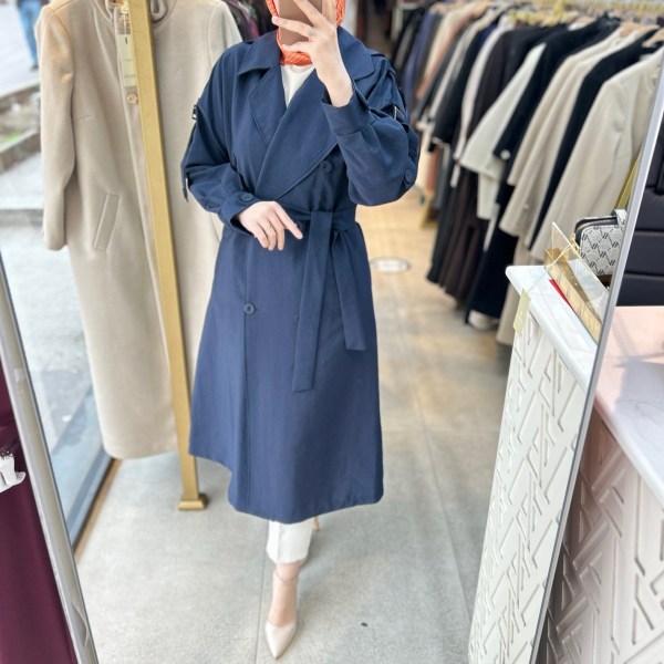 4195 Kolları Kemer Detaylı Trenç - Görsel 10