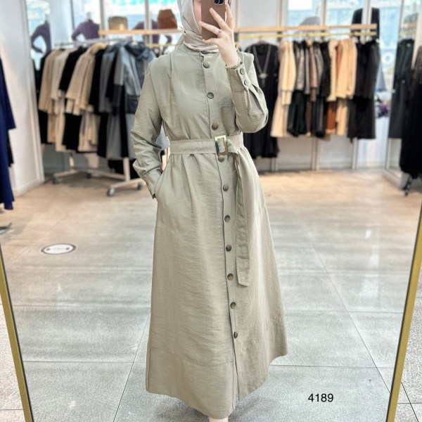 4189 Düğmeli Boydan Elbise - Görsel 13