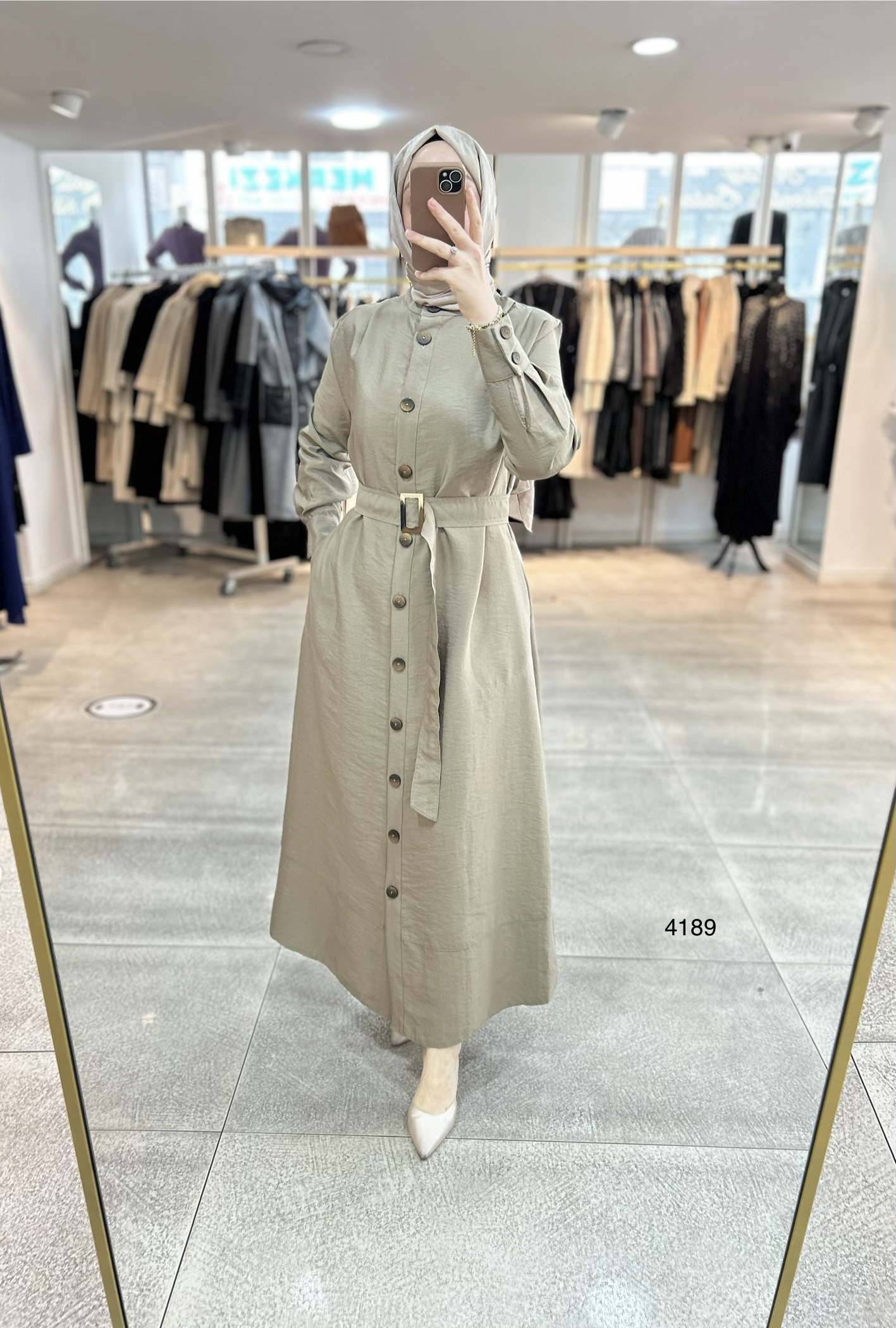 4189 Düğmeli Boydan Elbise - Görsel 8