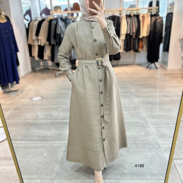 4189 Düğmeli Boydan Elbise - Görsel 7