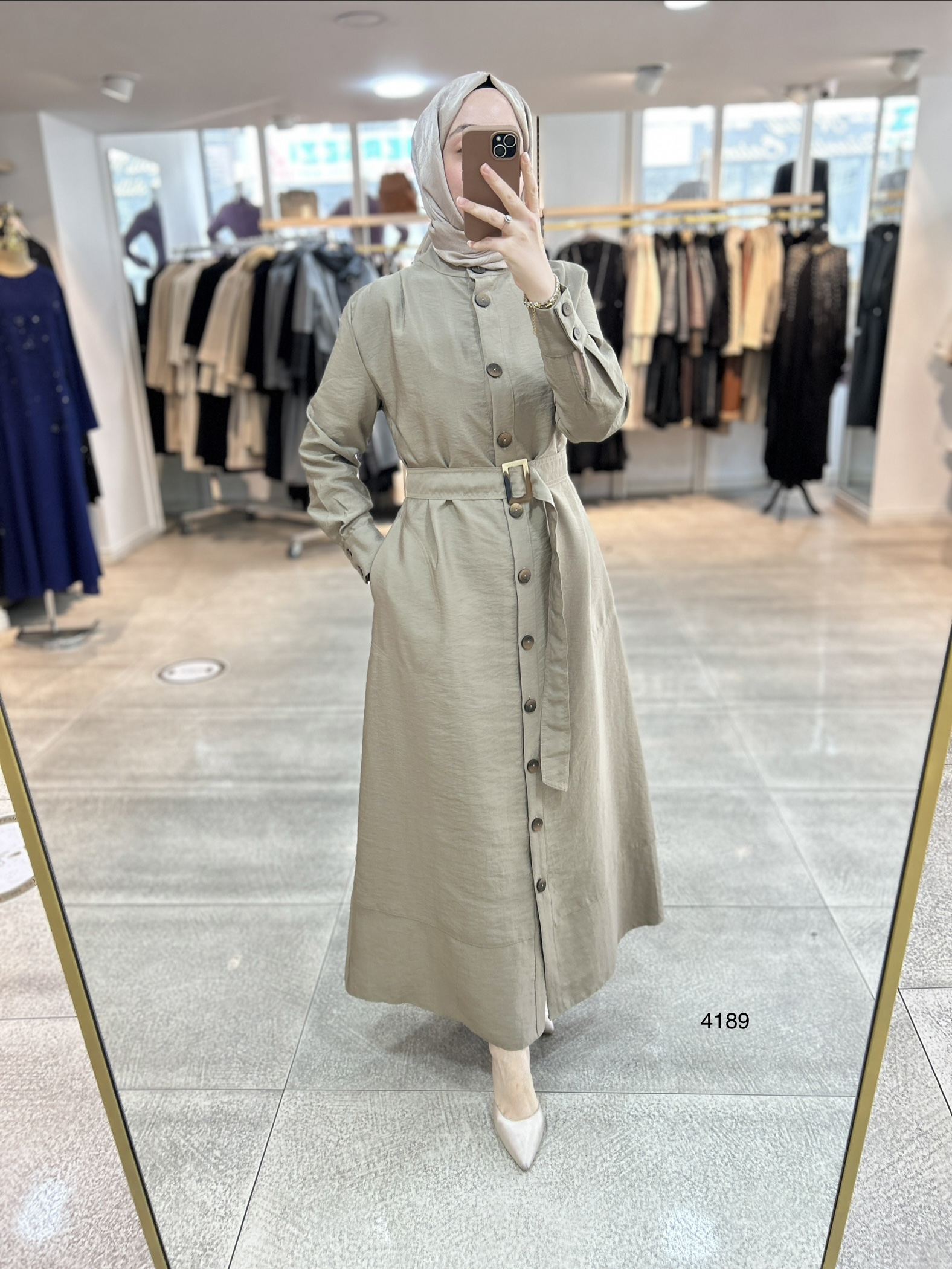 4189 Düğmeli Boydan Elbise - Görsel 7