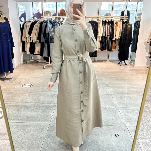 4189 Düğmeli Boydan Elbise - Görsel 14