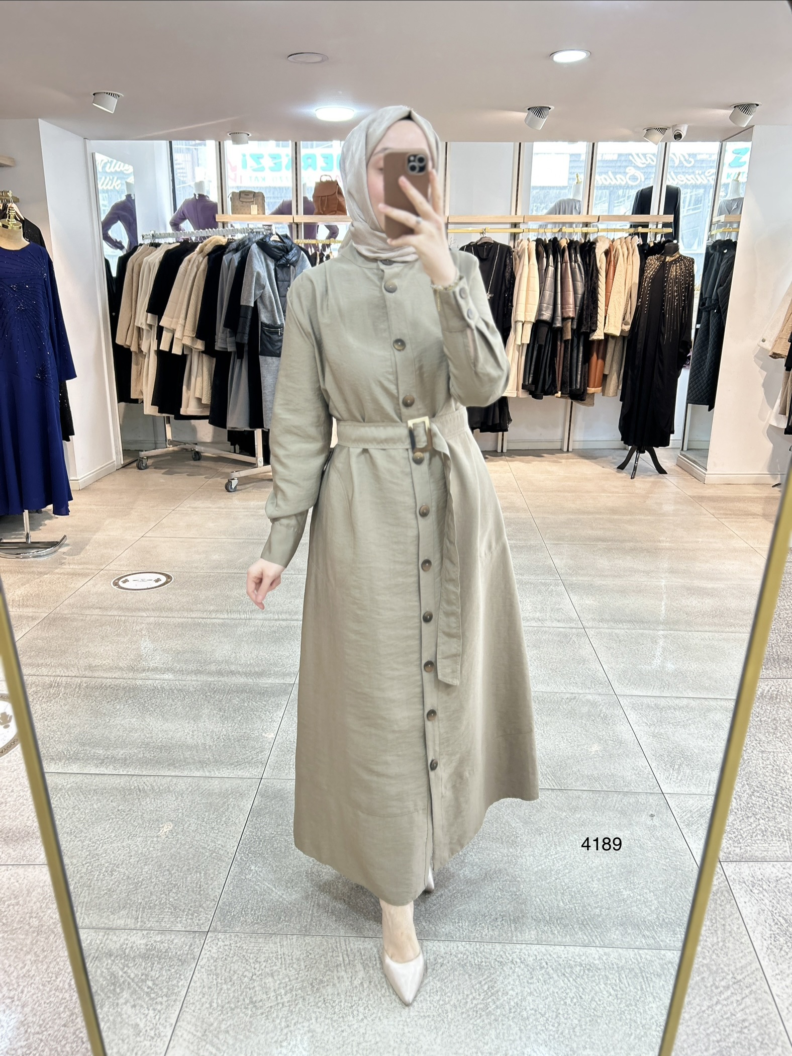 4189 Düğmeli Boydan Elbise - Görsel 14