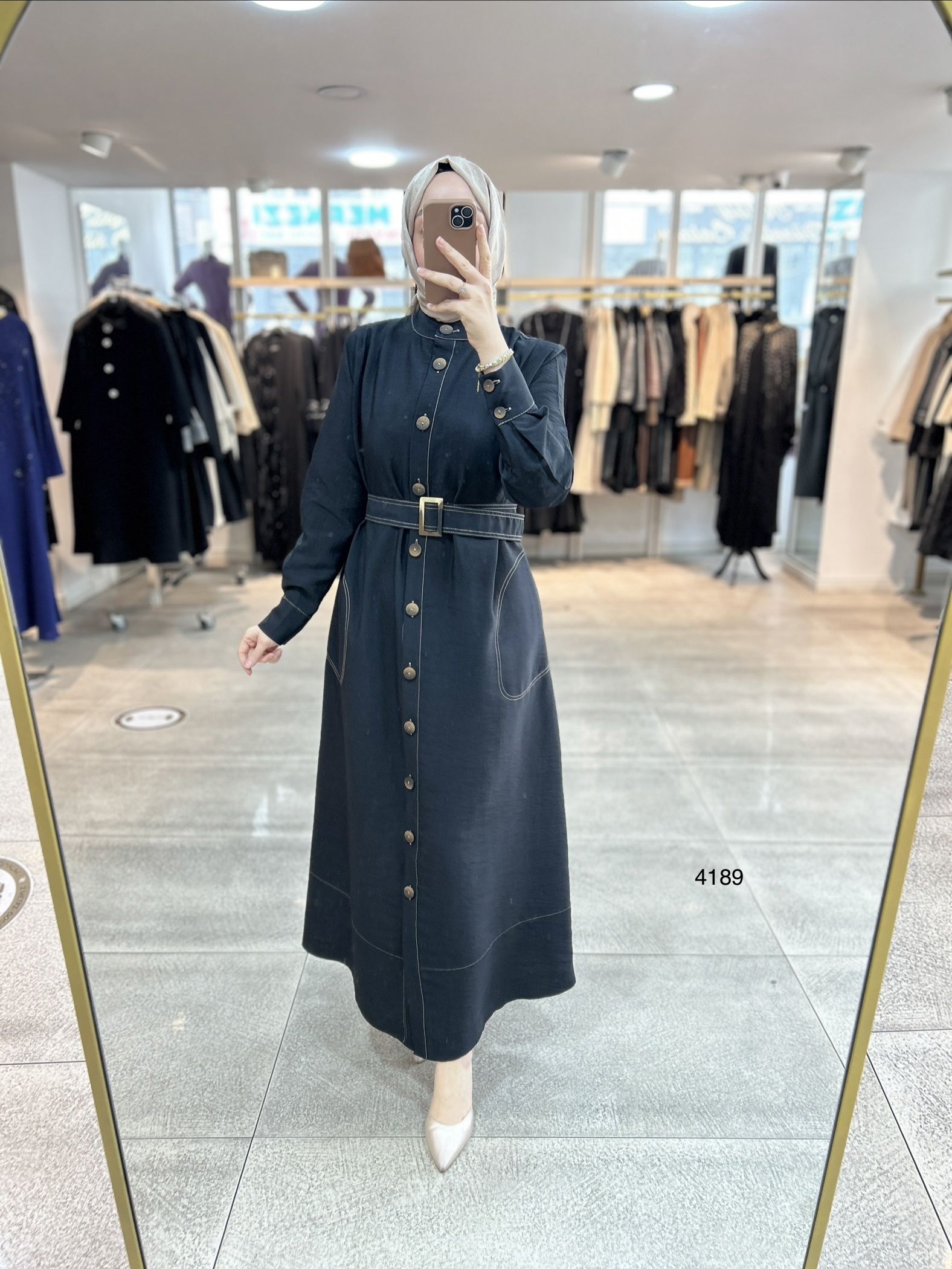 4189 Düğmeli Boydan Elbise - Görsel 1