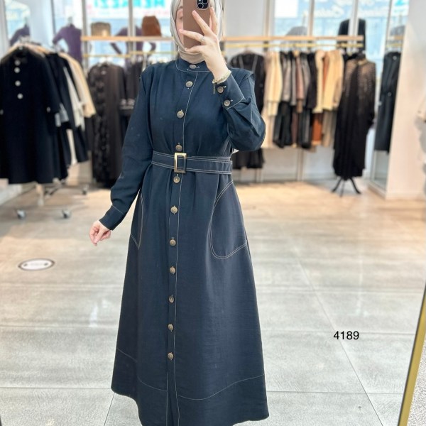 4189 Düğmeli Boydan Elbise - Görsel 2