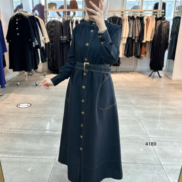 4189 Düğmeli Boydan Elbise - Görsel 5