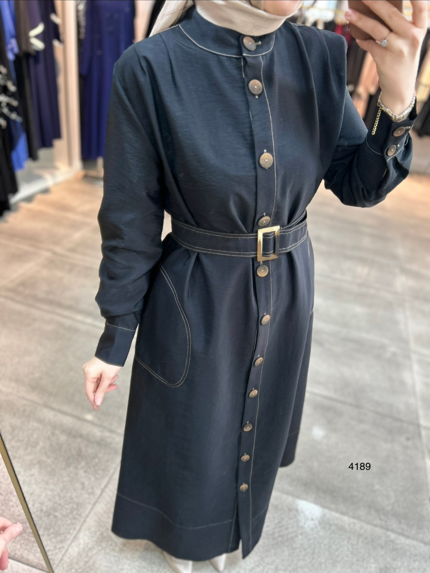 4189 Düğmeli Boydan Elbise