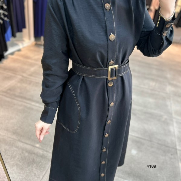 4189 Düğmeli Boydan Elbise - Görsel 3