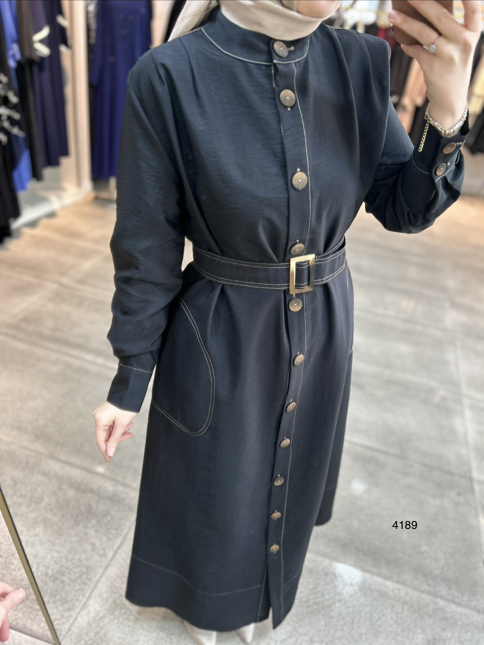 4189 Düğmeli Boydan Elbise - Görsel 3