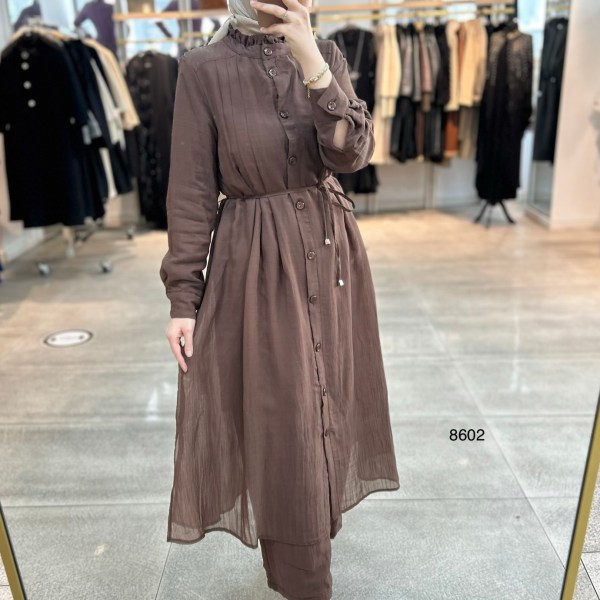 8602 Vual Kumaş Kemerli Takım - Görsel 11