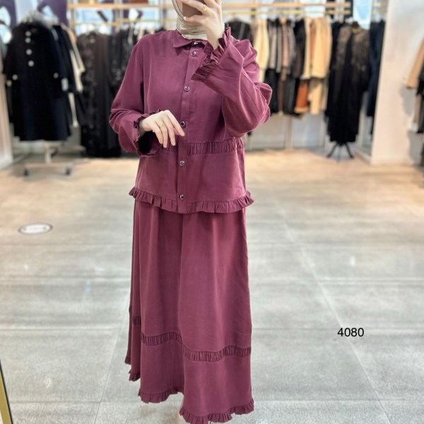 4080 Tencel Kumaş Etekli Takım - Görsel 2