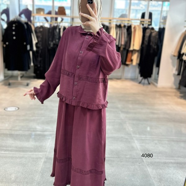 4080 Tencel Kumaş Etekli Takım - Görsel 4