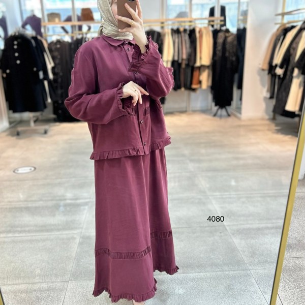 4080 Tencel Kumaş Etekli Takım - Görsel 5