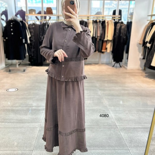 4080 Tencel Kumaş Etekli Takım - Görsel 13