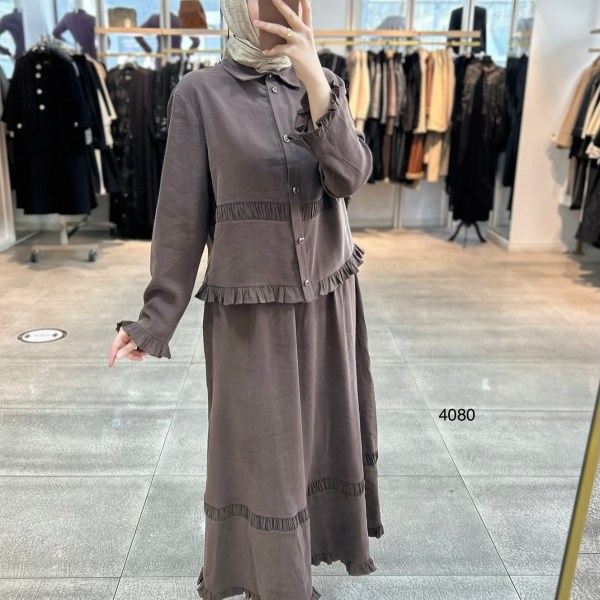 4080 Tencel Kumaş Etekli Takım - Görsel 7