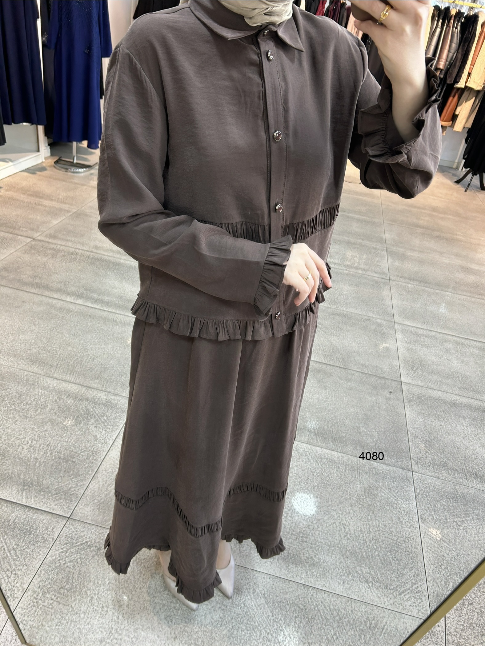 4080 Tencel Kumaş Etekli Takım - Görsel 8