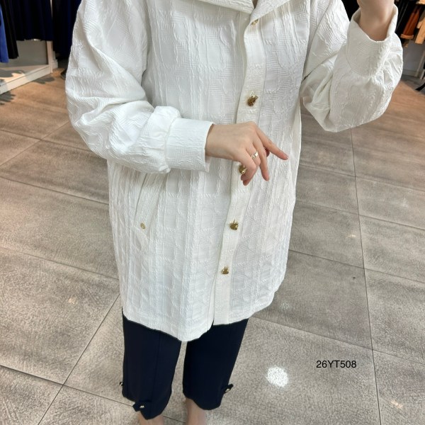 26YT508 Kabartma Kumaş Düğmeli Kap - Görsel 6