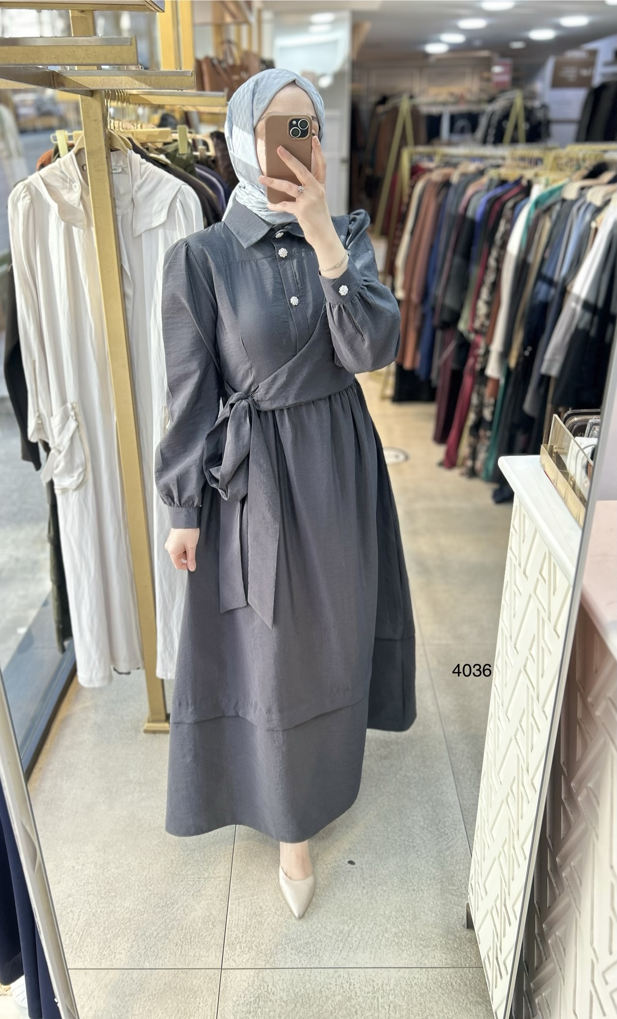 4036 Belden Bağmalı Elbise