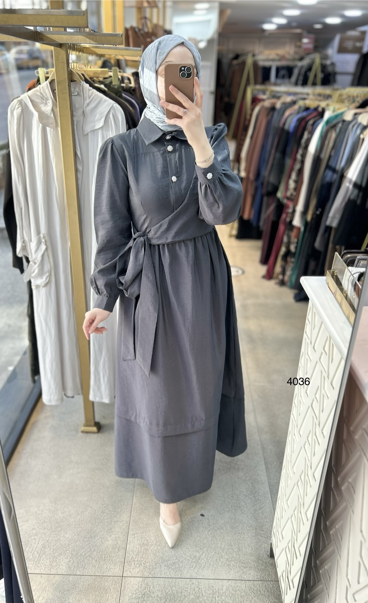 4036 Belden Bağmalı Elbise