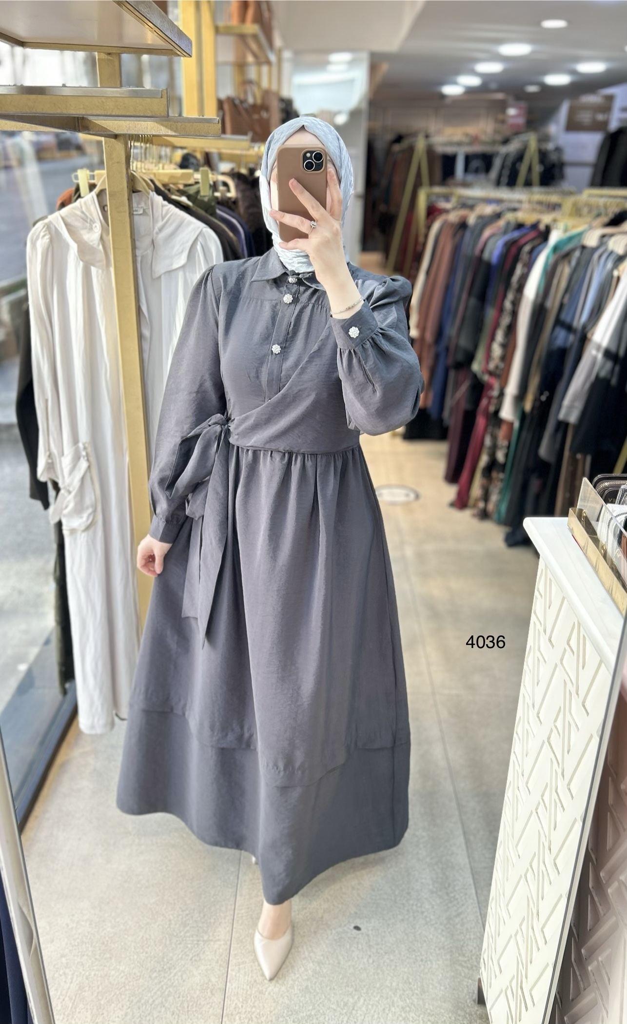 4036 Belden Bağmalı Elbise