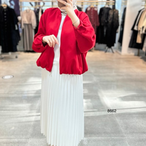 8662 Fermuarlı Boomber Ceket - Görsel 5