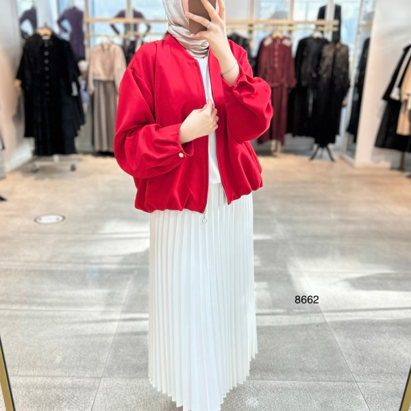 8662 Fermuarlı Boomber Ceket - Görsel 7