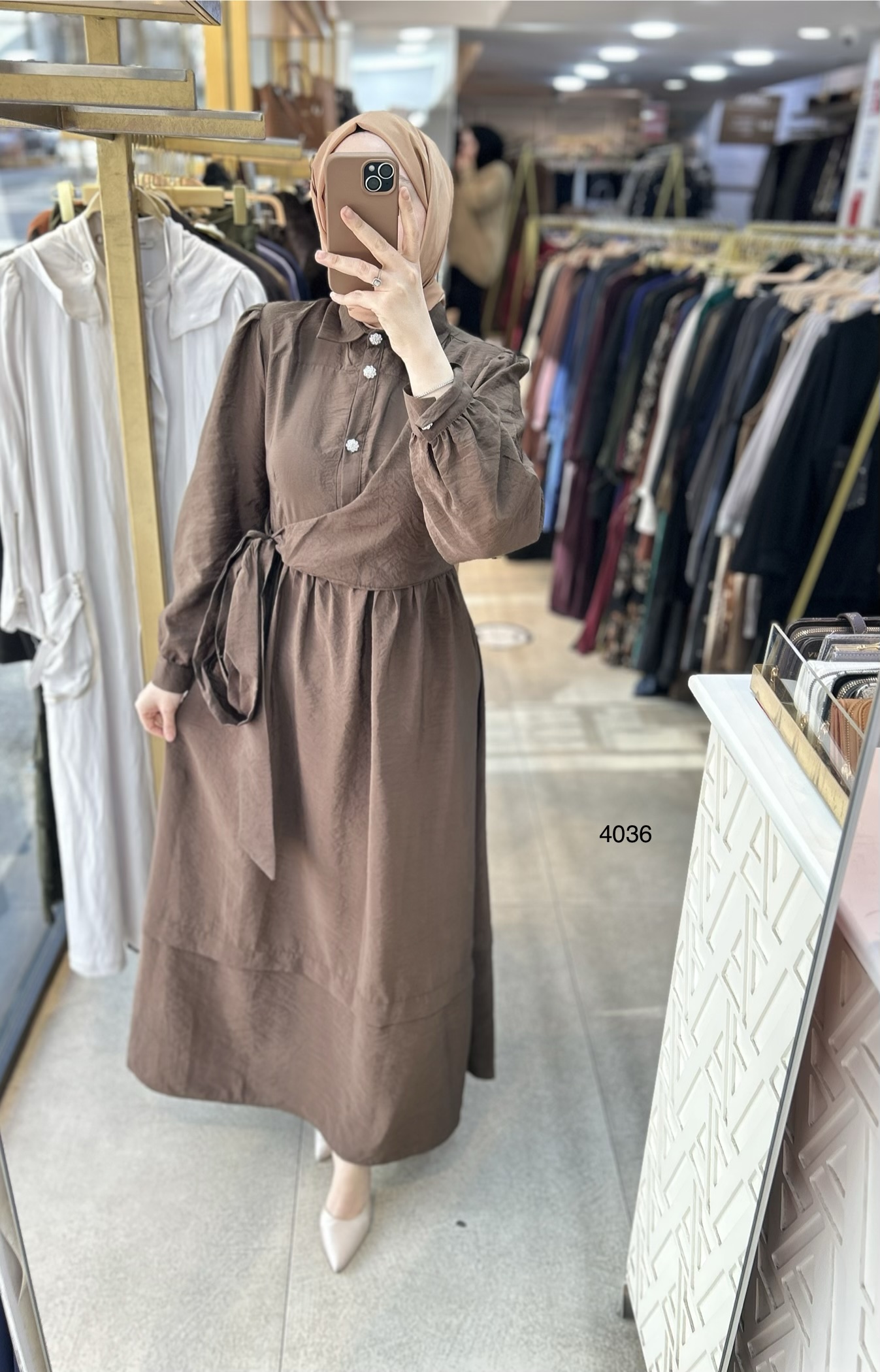 4036 Belden Bağmalı Elbise