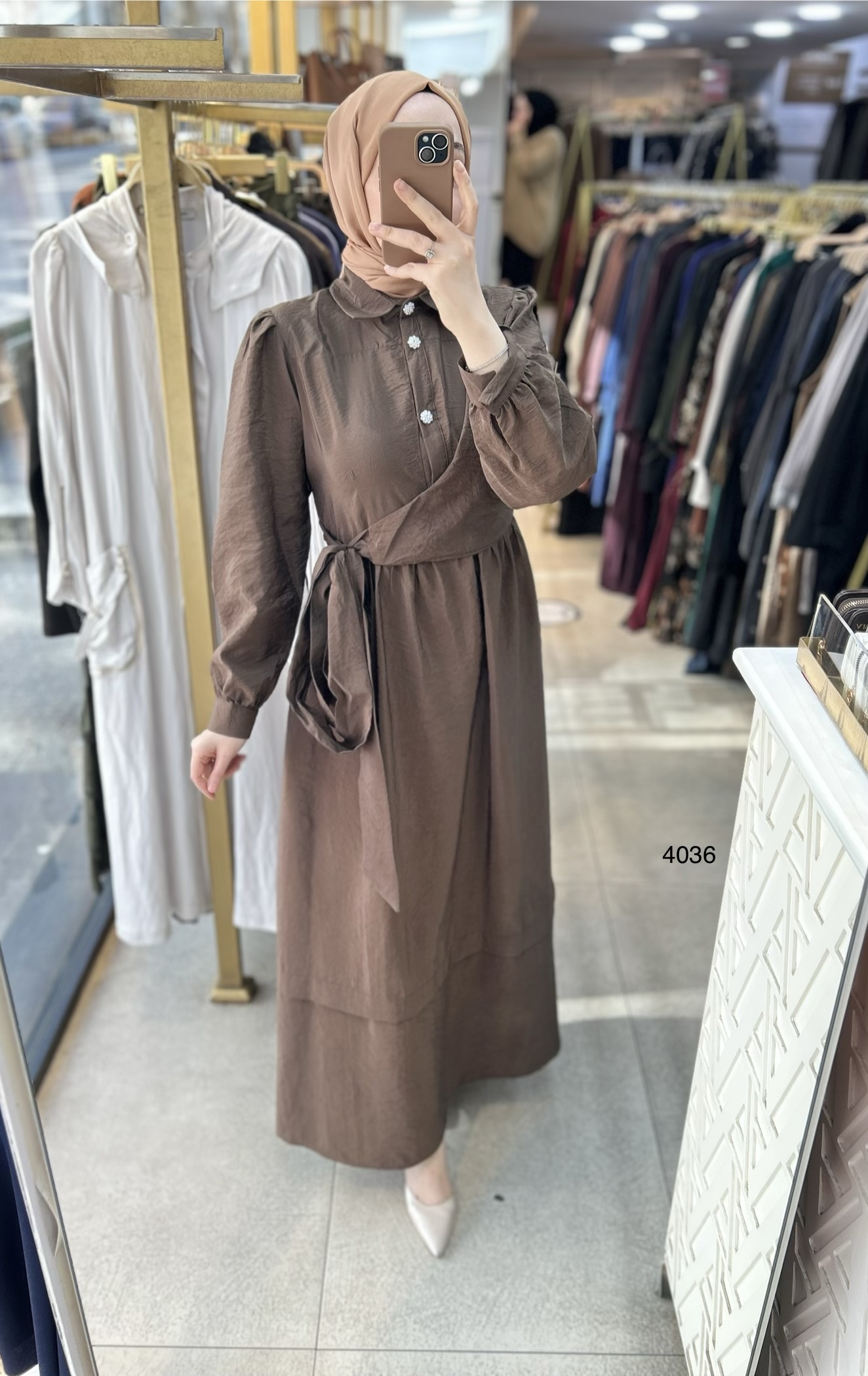 4036 Belden Bağmalı Elbise