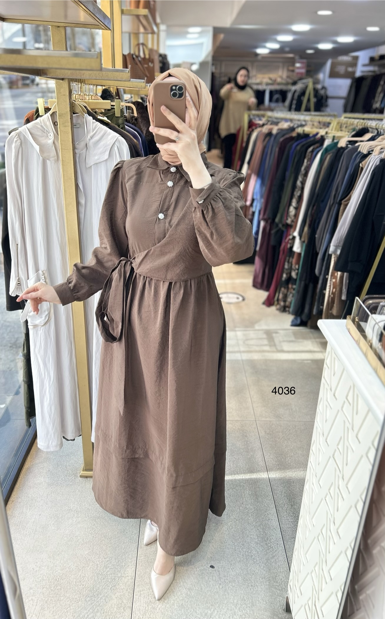 4036 Belden Bağmalı Elbise