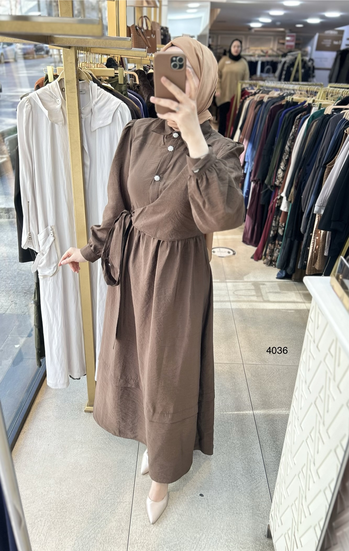 4036 Belden Bağmalı Elbise