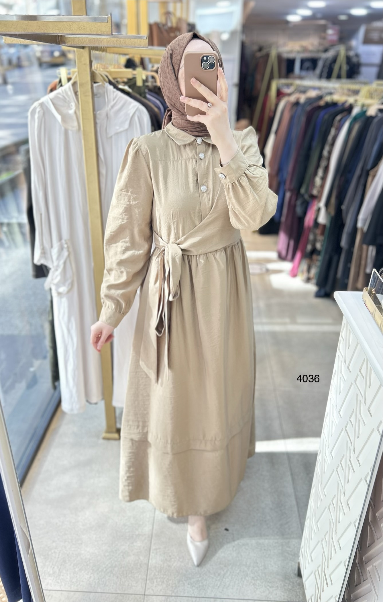 4036 Belden Bağmalı Elbise