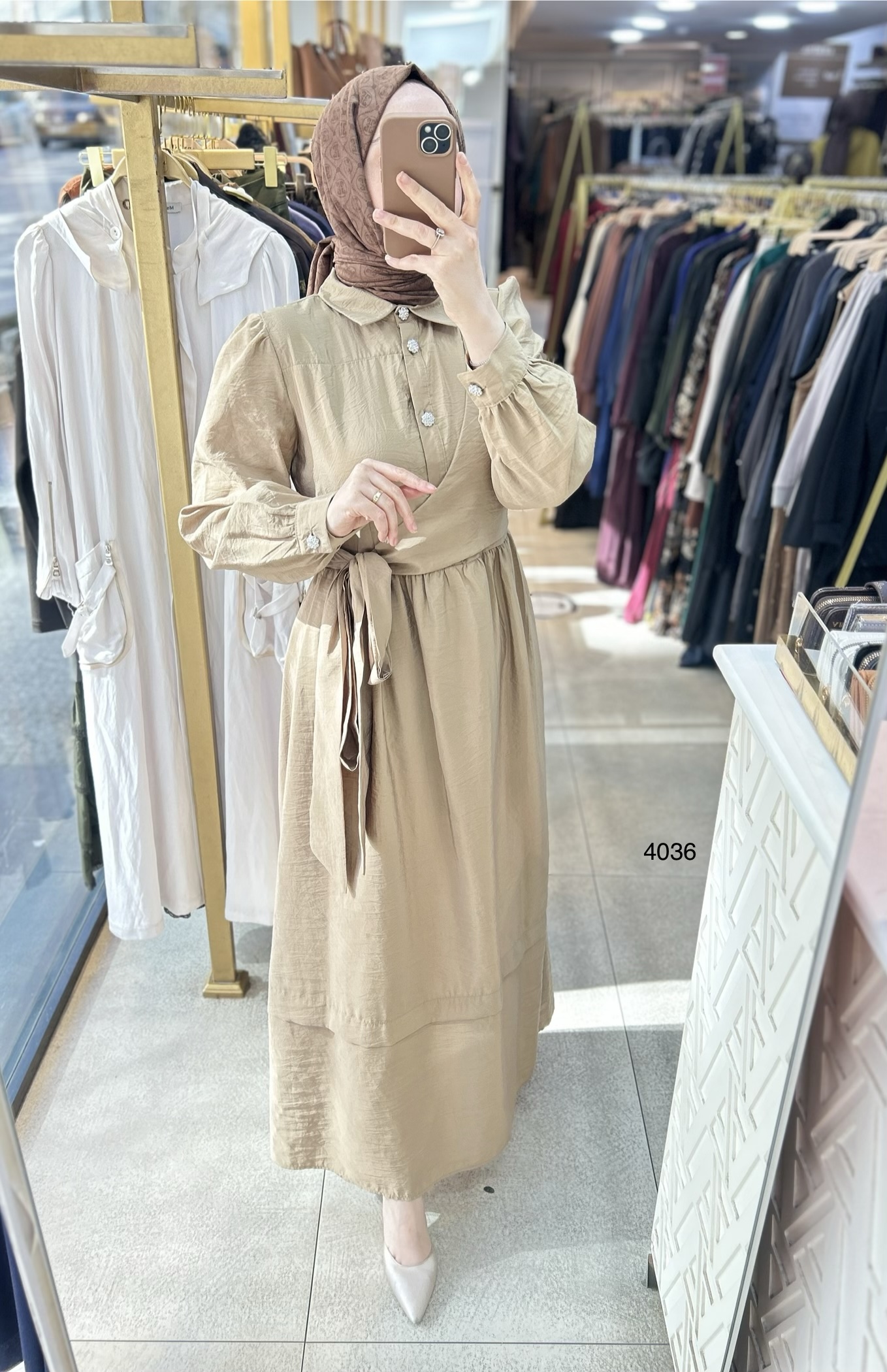 4036 Belden Bağmalı Elbise