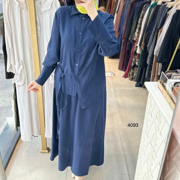 4093 Belden Bağlamalı Asimetrik Kesim Etekli Takım - Görsel 11