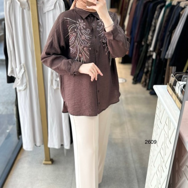 2609 Önü İşleme Detaylı Gömlek - Görsel 12