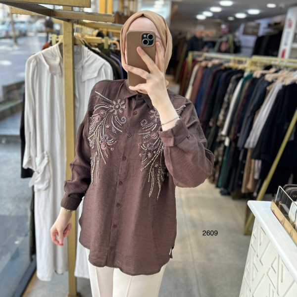 2609 Önü İşleme Detaylı Gömlek - Görsel 15