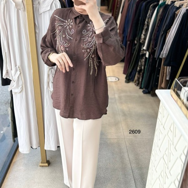 2609 Önü İşleme Detaylı Gömlek - Görsel 9