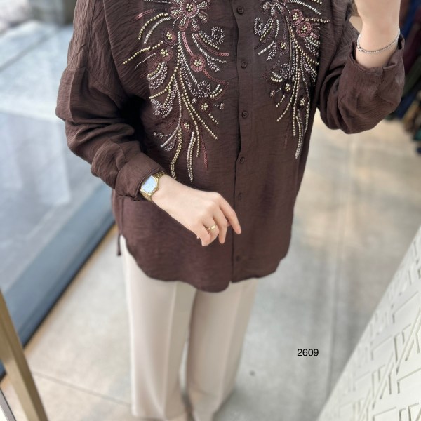 2609 Önü İşleme Detaylı Gömlek - Görsel 13